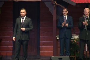 Andrzej Duda w Karczmie Piwnej Zarządu Regionu Śląsko-Dąbrowskiego NSZZ "Solidarność", 18/02/2020