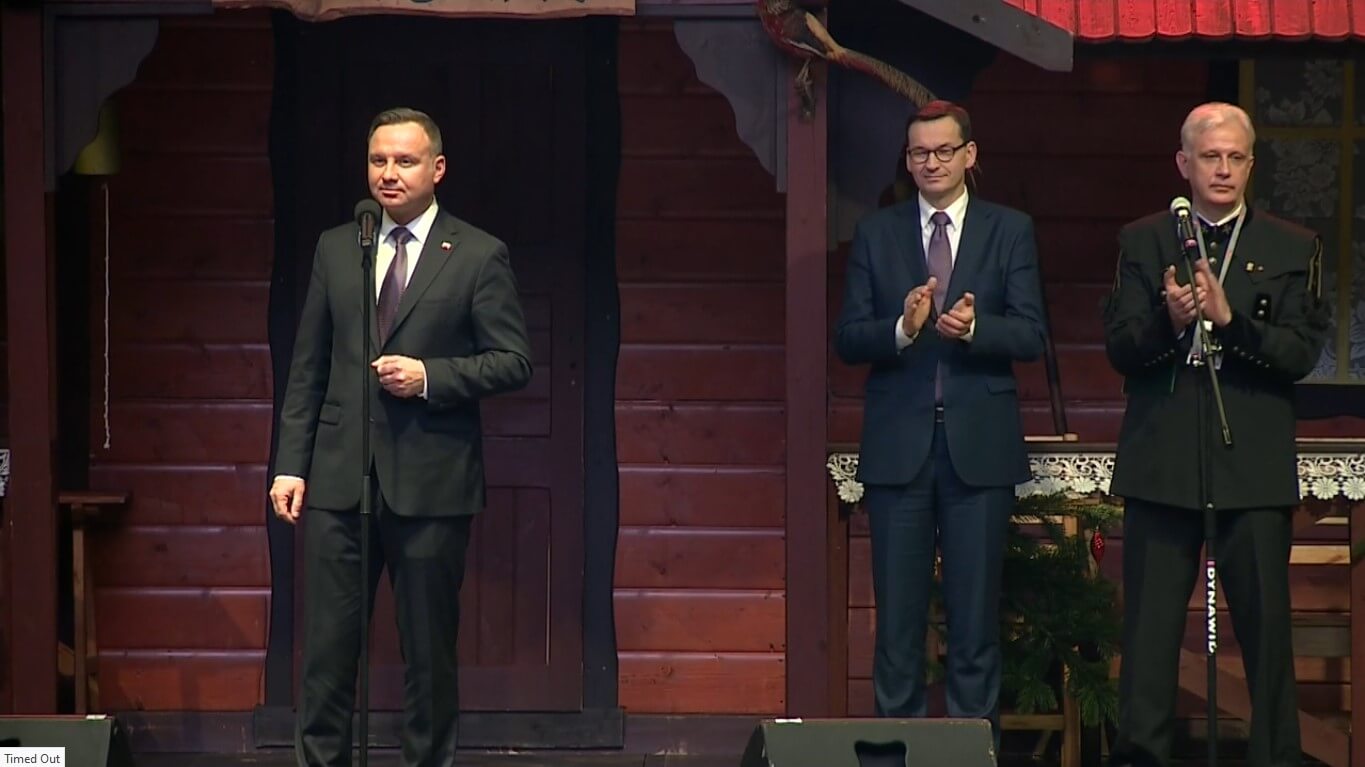 Andrzej Duda w Karczmie Piwnej Zarządu Regionu Śląsko-Dąbrowskiego NSZZ "Solidarność", 18/02/2020