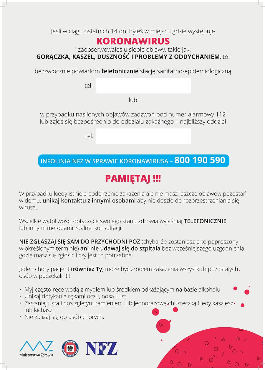 Koronawirus - Pamiętaj