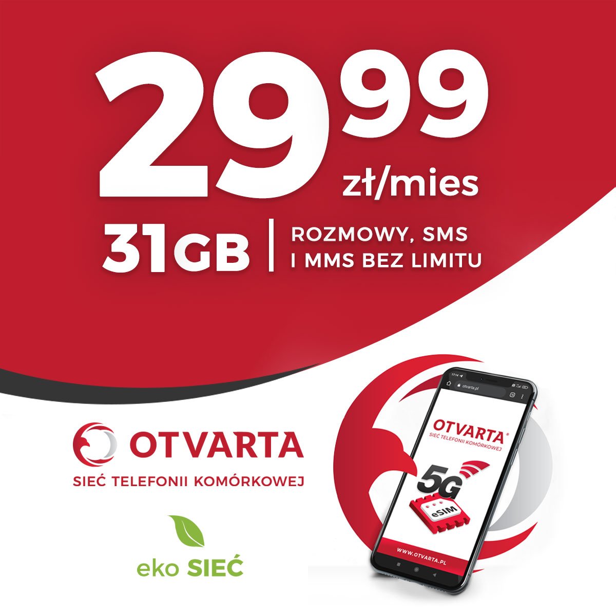 OTVARTA, jako jeden z pierwszych w Polsce operatorów, udostępnił innowacyjny standard 5G, który zapewnia najszybszy internet na świecie. Internet 5G zapewnia transfer na poziomie 600 Mb/s, a to dopiero początek. Infrastruktura 5G w Polsce wciąż się rozwija i szybkość tego internetu będzie tylko rosnąć.